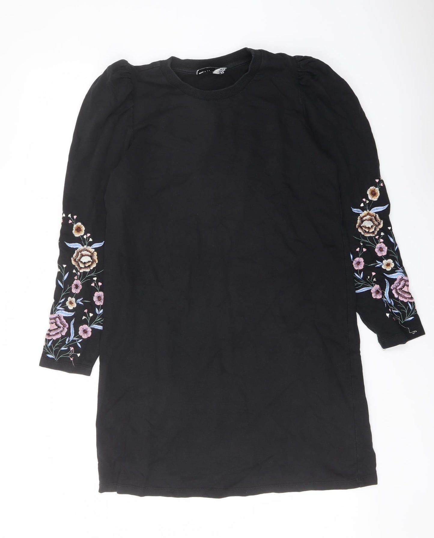 ASOS Womens Black Polyester A-Line Size 8 Crew Neck Pullover