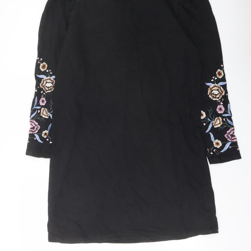 ASOS Womens Black Polyester A-Line Size 8 Crew Neck Pullover