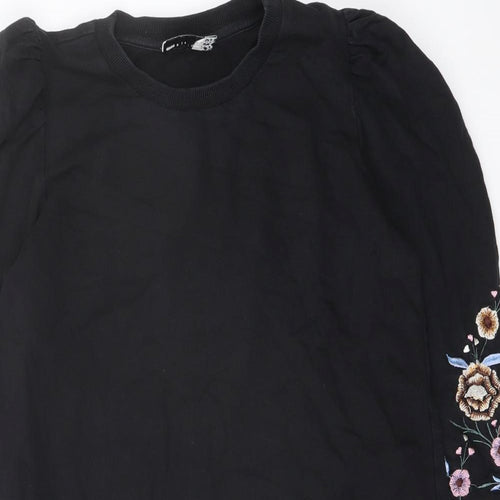 ASOS Womens Black Polyester A-Line Size 8 Crew Neck Pullover