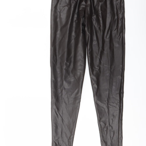 Marks and Spencer Womens Brown Polyester Jegging Trousers Size 8 L26 in Regular