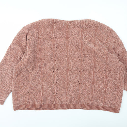 Stradivarius Womens Pink V-Neck Polyester Pullover Jumper Size M