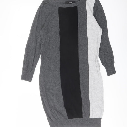 NEXT Womens Grey Boat Neck Cotton Tunic Jumper Size 8