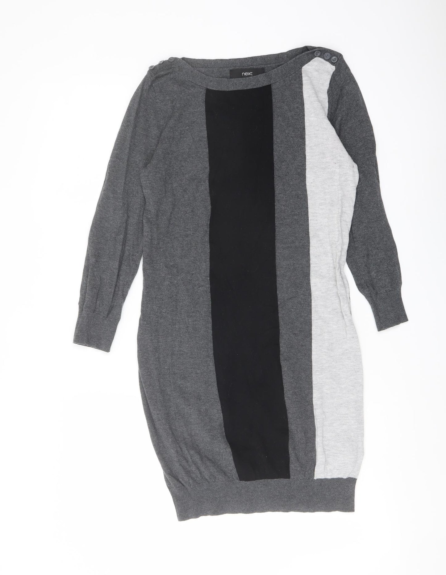 NEXT Womens Grey Boat Neck Cotton Tunic Jumper Size 8