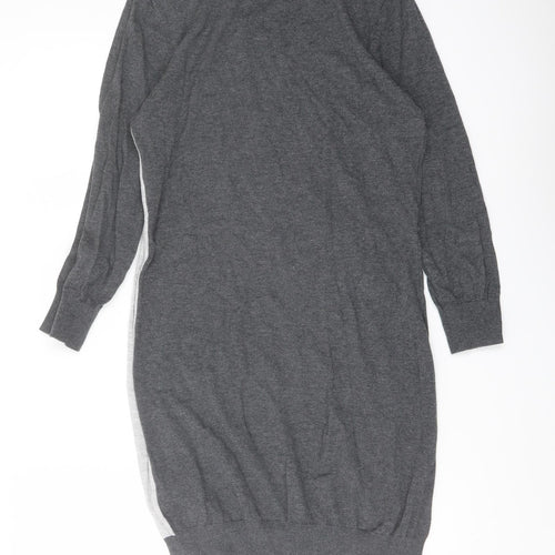 NEXT Womens Grey Boat Neck Cotton Tunic Jumper Size 8