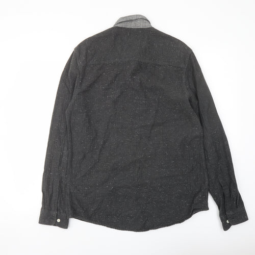 Topman Mens Grey Cotton Button-Up Size M Collared Button