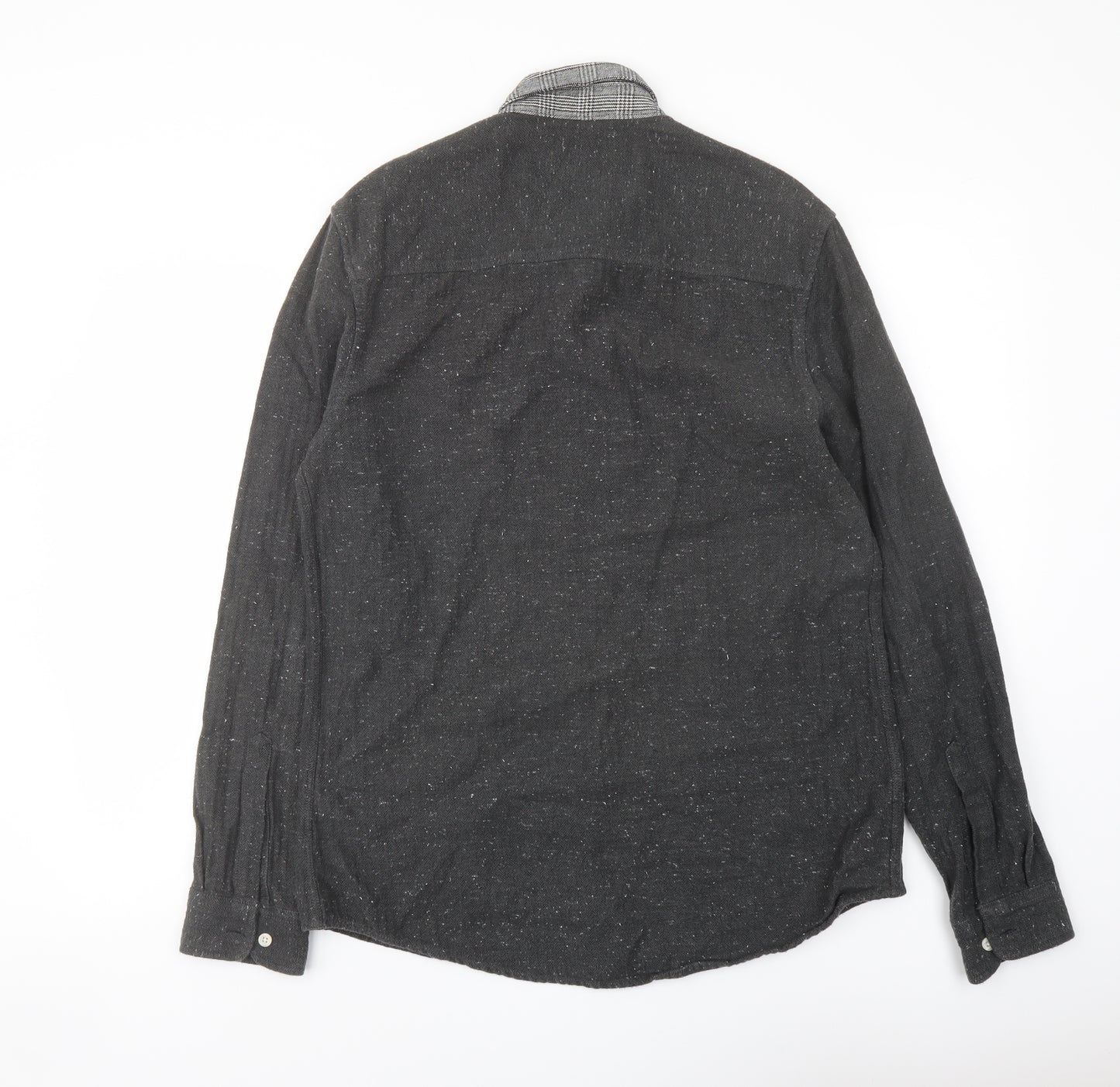 Topman Mens Grey Cotton Button-Up Size M Collared Button