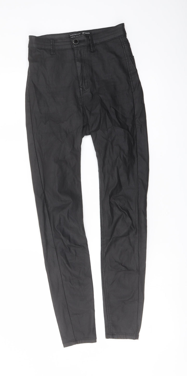 Stradivarius Womens Black Polyester Jegging Trousers Size 6 L27 in Regular Button
