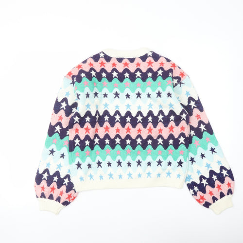 Marks and Spencer Girls Multicoloured Crew Neck Geometric Polyester Pullover Jumper Size 13-14 Years Pullover