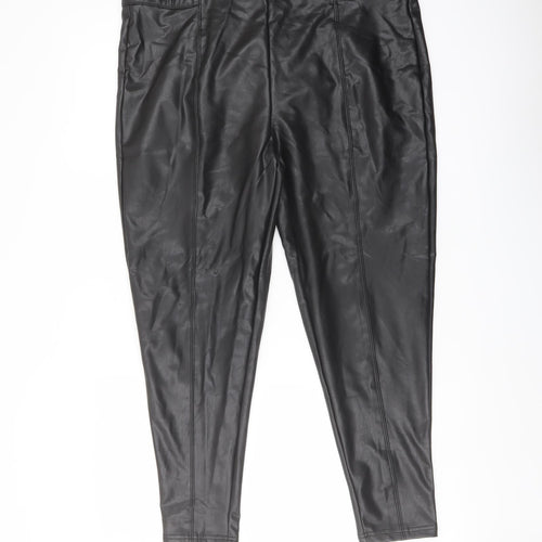 Marks and Spencer Womens Black Polyester Trousers Size 18 L25 in Regular