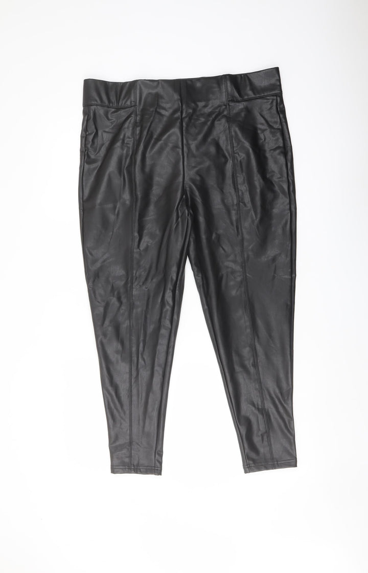 Marks and Spencer Womens Black Polyester Trousers Size 18 L25 in Regular