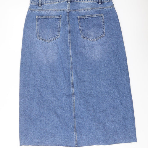 George Womens Blue Cotton A-Line Skirt Size 16 Button