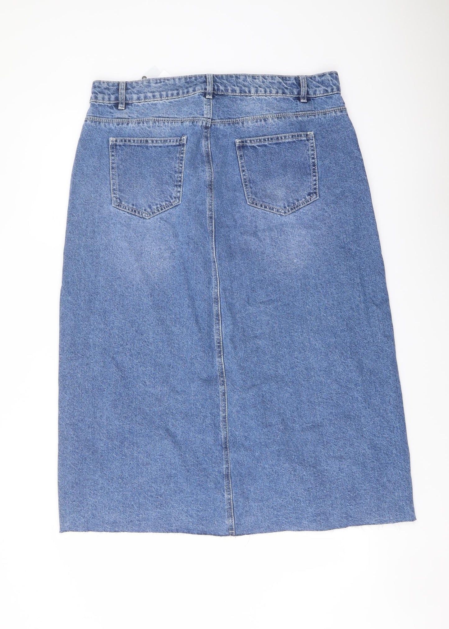 George Womens Blue Cotton A-Line Skirt Size 16 Button