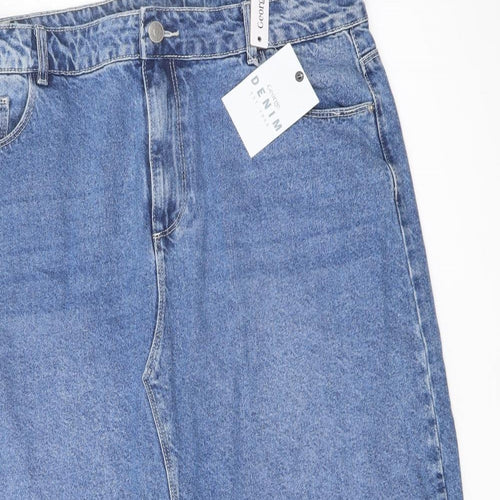 George Womens Blue Cotton A-Line Skirt Size 16 Button