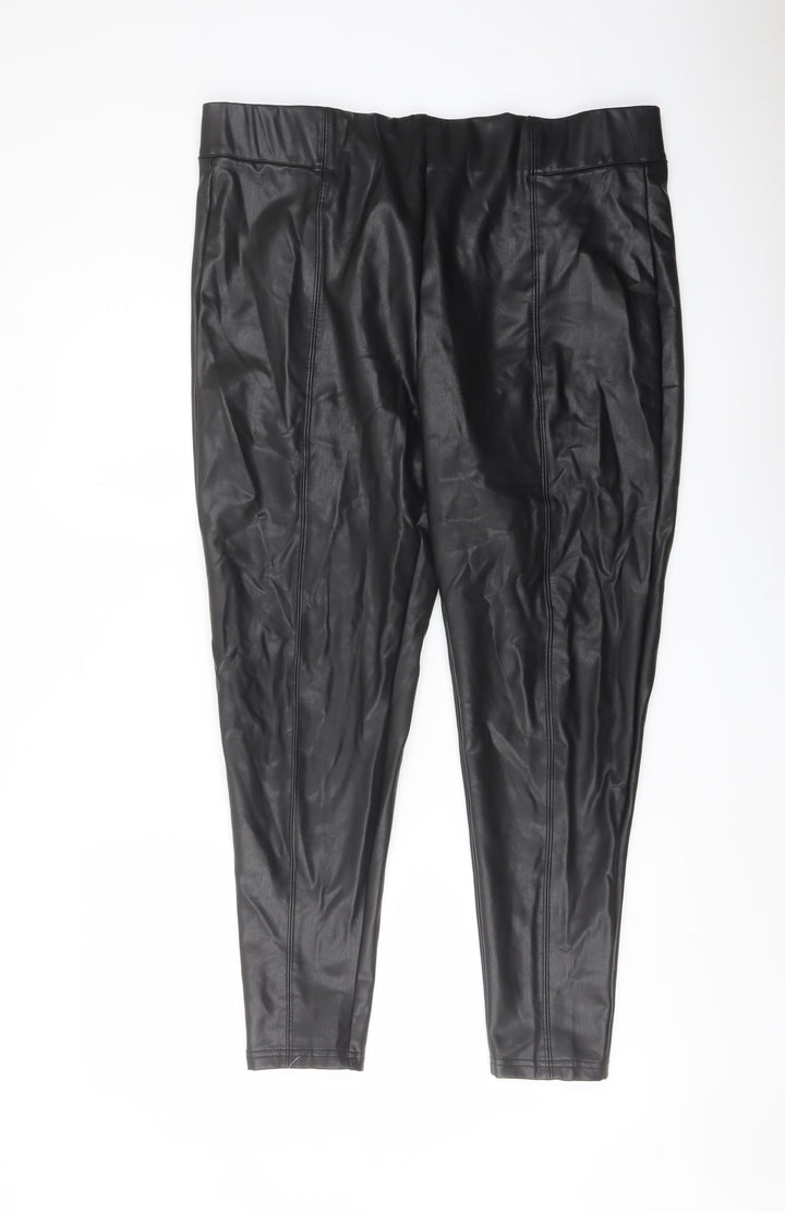 Marks and Spencer Womens Black Polyester Trousers Size 18 L26 in Regular