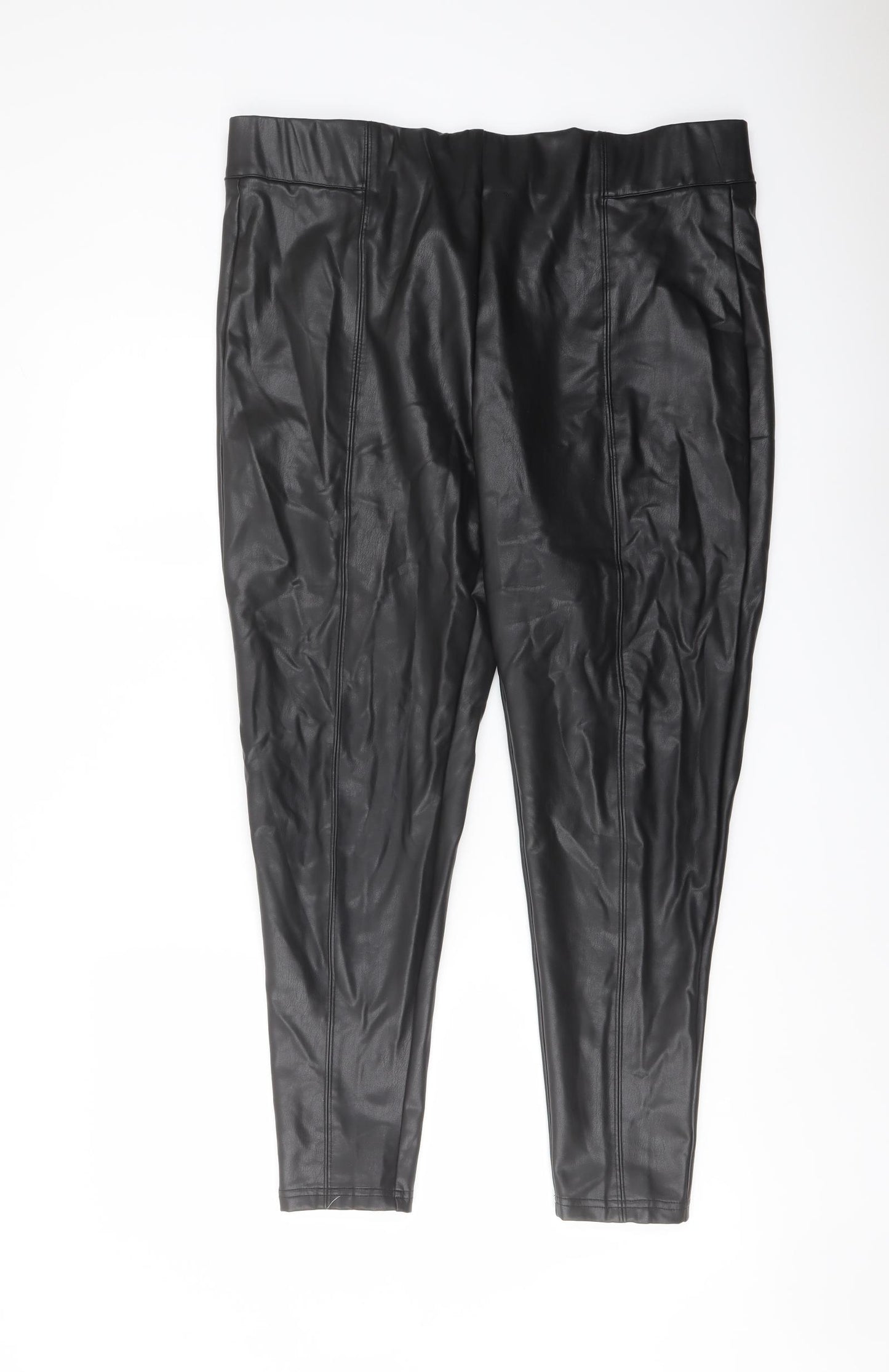 Marks and Spencer Womens Black Polyester Trousers Size 18 L26 in Regular