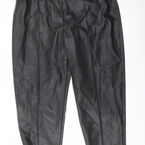 Marks and Spencer Womens Black Polyester Trousers Size 18 L23 in Regular Button