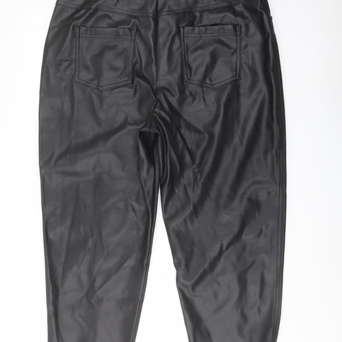 Marks and Spencer Womens Black Polyester Trousers Size 18 L23 in Regular Button