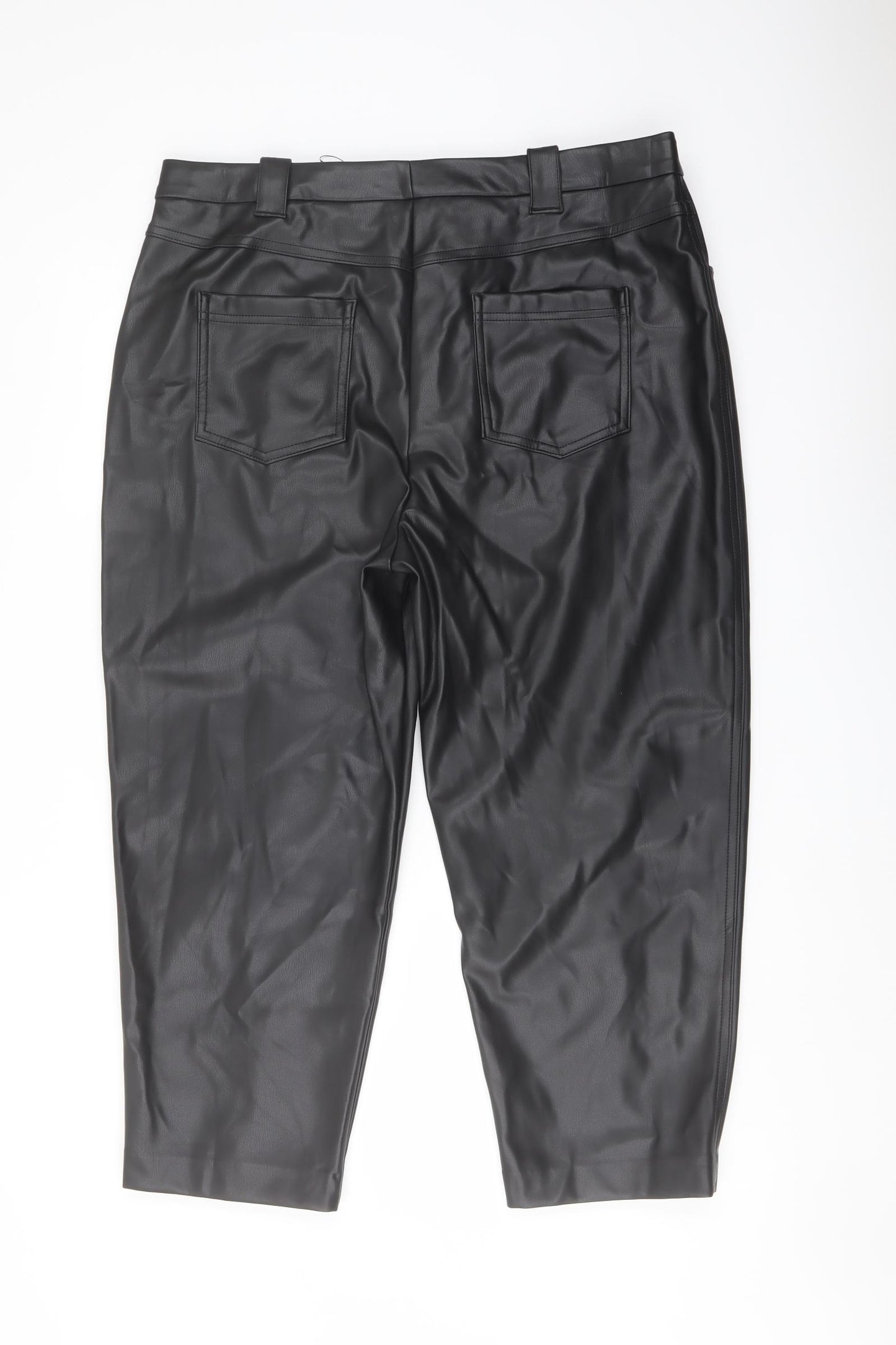 Marks and Spencer Womens Black Polyester Trousers Size 18 L23 in Regular Button