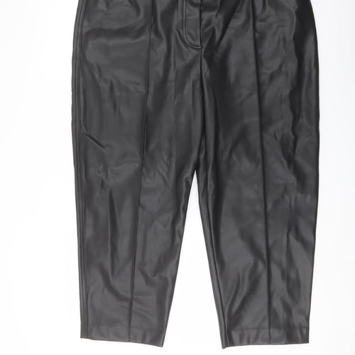 Marks and Spencer Womens Black Polyester Trousers Size 18 L23 in Regular Button