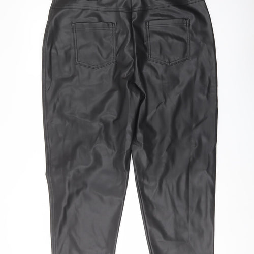 Marks and Spencer Womens Black Polyester Trousers Size 18 L23 in Regular Button