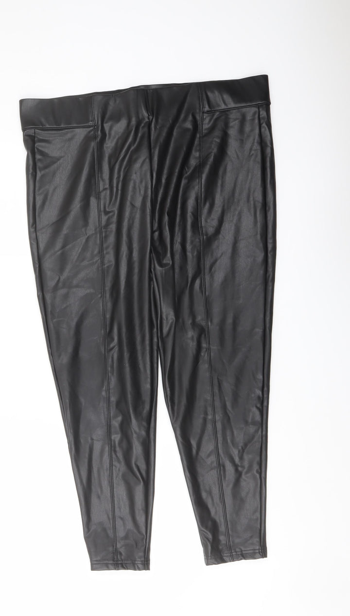 Marks and Spencer Womens Black Polyester Trousers Size 20 L24 in Regular