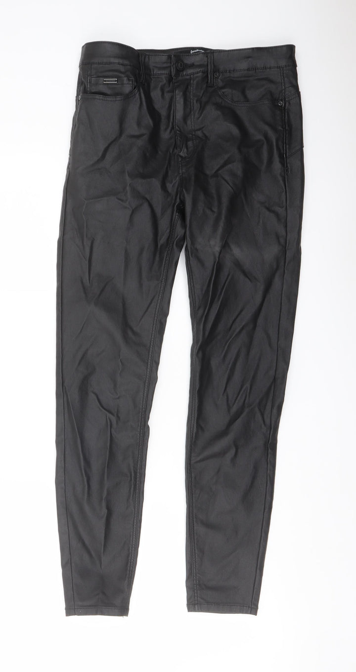 Stradivarius Womens Black Polyester Jegging Trousers Size 12 L27 in Regular Button