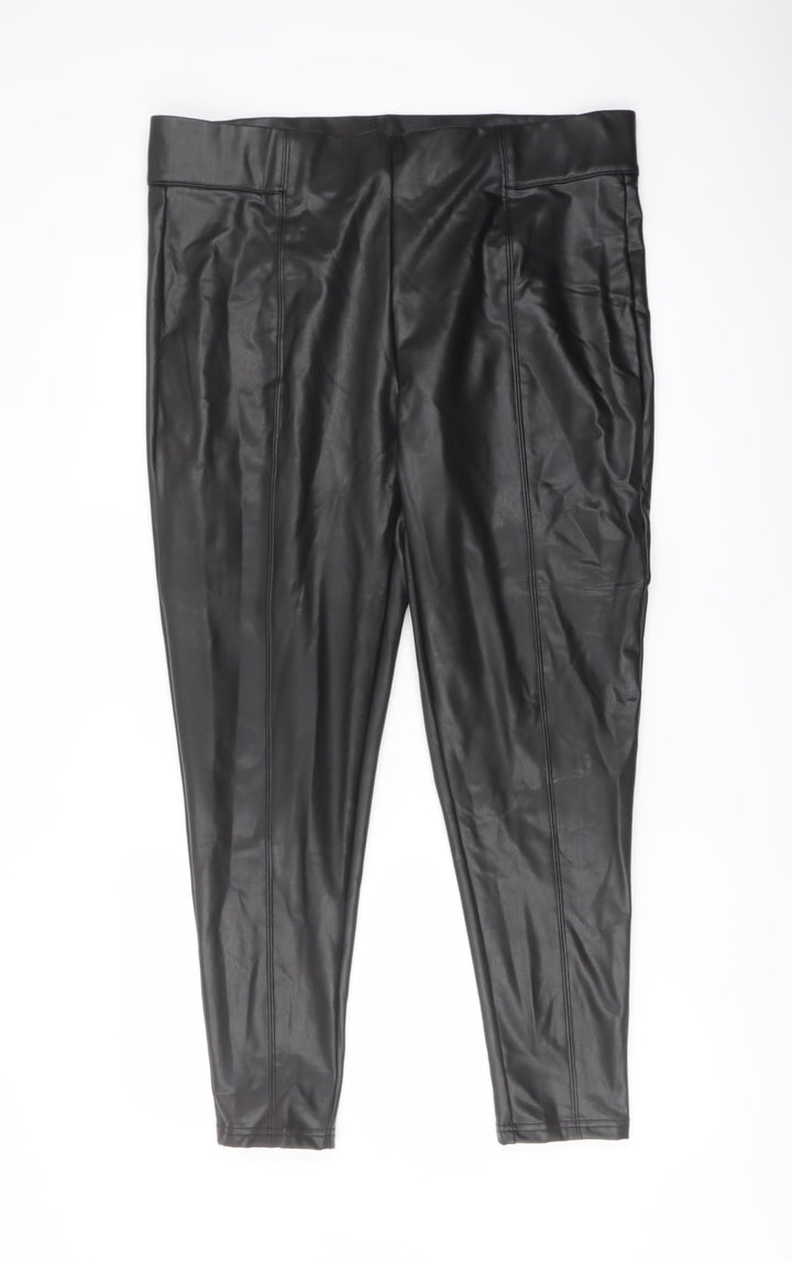 Marks and Spencer Womens Black Polyester Trousers Size 18 L27 in Regular