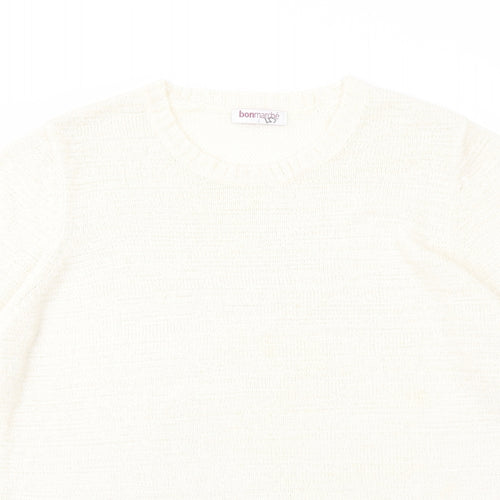 Bonmarché Womens Ivory Crew Neck Acrylic Pullover Jumper Size L