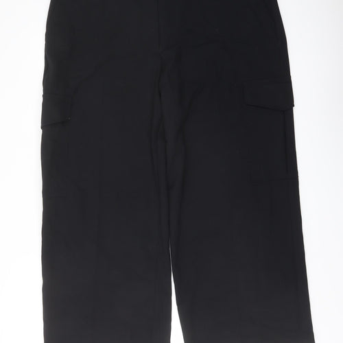 Marks and Spencer Womens Black Polyester Trousers Size 18 L27 in Regular Button
