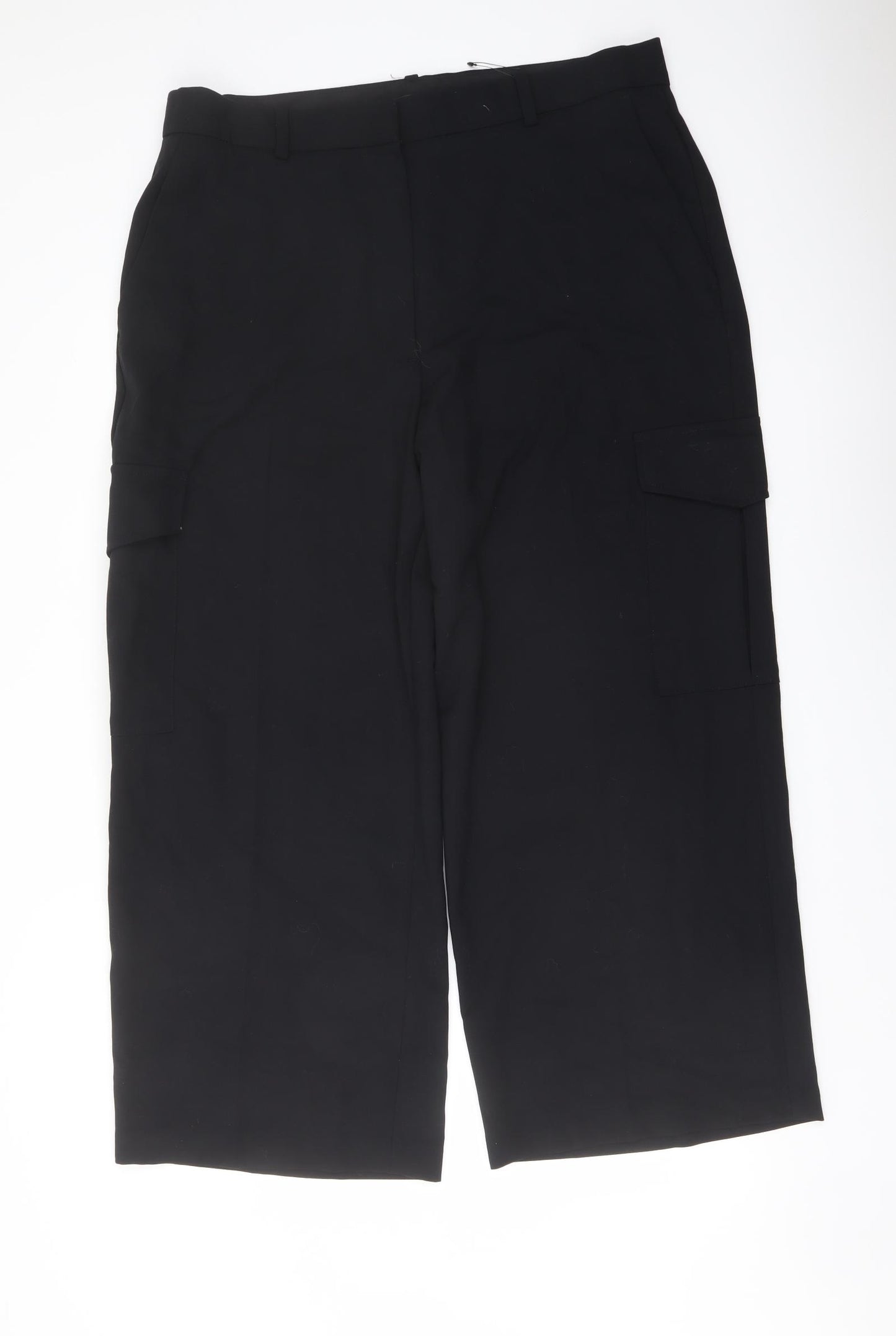 Marks and Spencer Womens Black Polyester Trousers Size 18 L27 in Regular Button