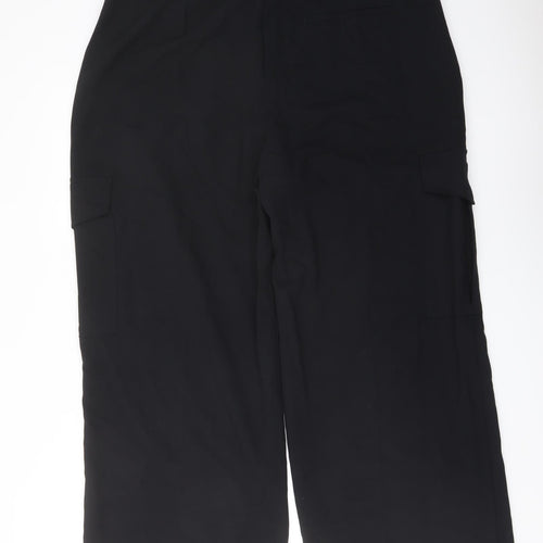 Marks and Spencer Womens Black Polyester Trousers Size 18 L27 in Regular Button