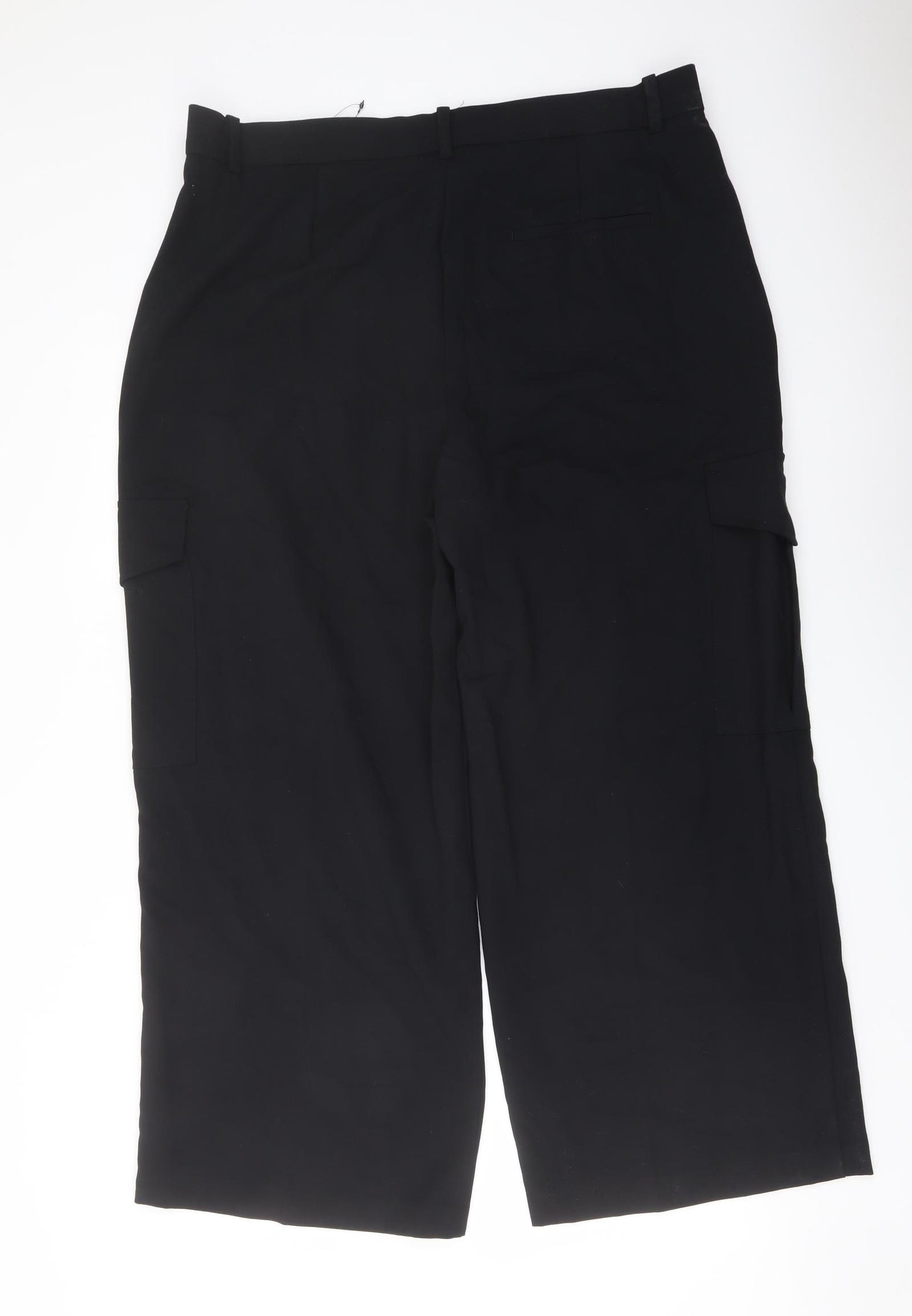 Marks and Spencer Womens Black Polyester Trousers Size 18 L27 in Regular Button