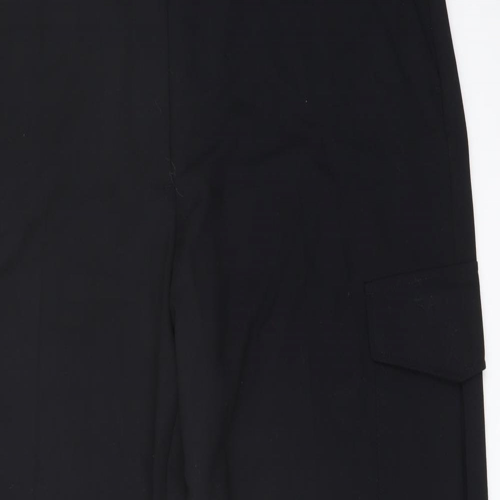 Marks and Spencer Womens Black Polyester Trousers Size 18 L27 in Regular Button