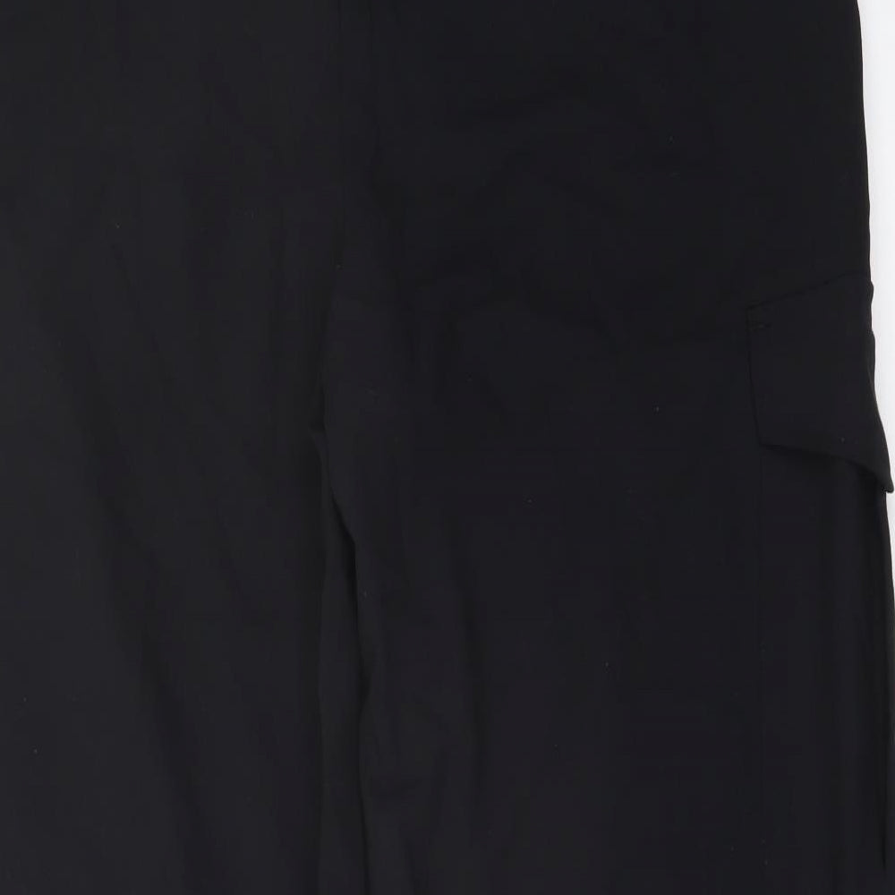 Marks and Spencer Womens Black Polyester Trousers Size 18 L27 in Regular Button