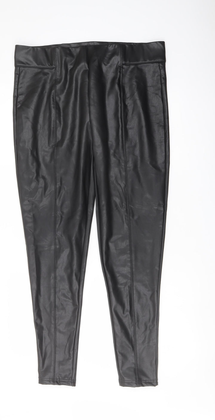 Marks and Spencer Womens Black Polyester Trousers Size 18 L29 in Regular
