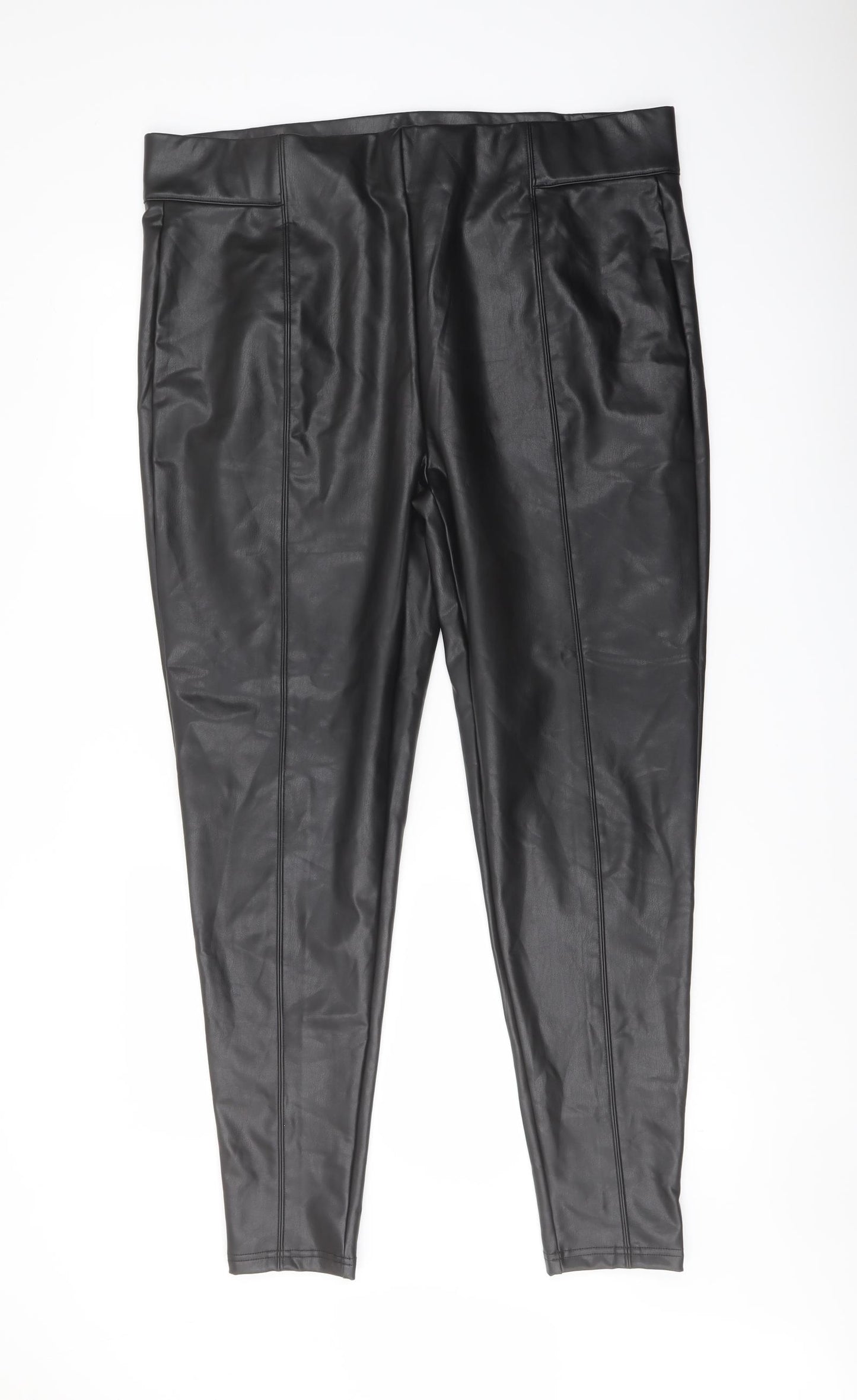 Marks and Spencer Womens Black Polyester Trousers Size 20 L29 in Regular