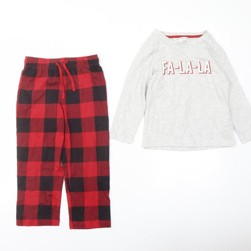 Marks and Spencer Boys Red Check Cotton Pyjama Set Size 3-4 Years Pullover
