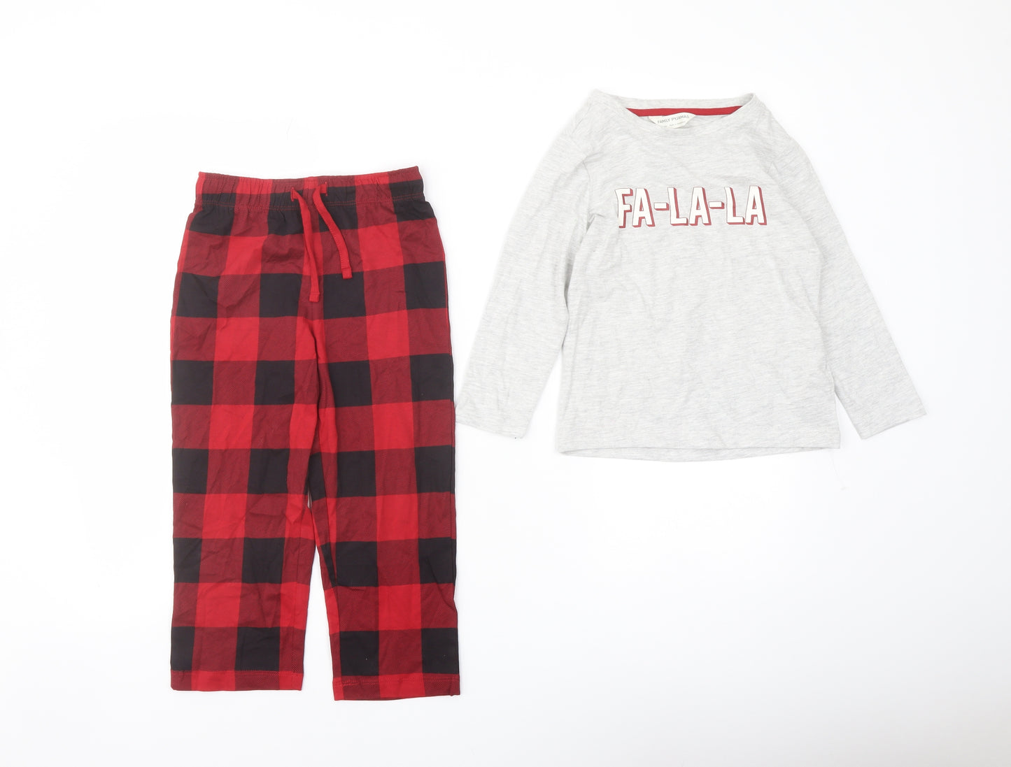Marks and Spencer Boys Red Check Cotton Pyjama Set Size 3-4 Years Pullover