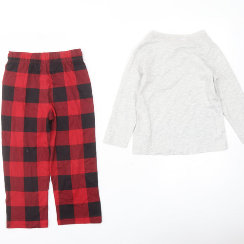 Marks and Spencer Boys Red Check Cotton Pyjama Set Size 3-4 Years Pullover
