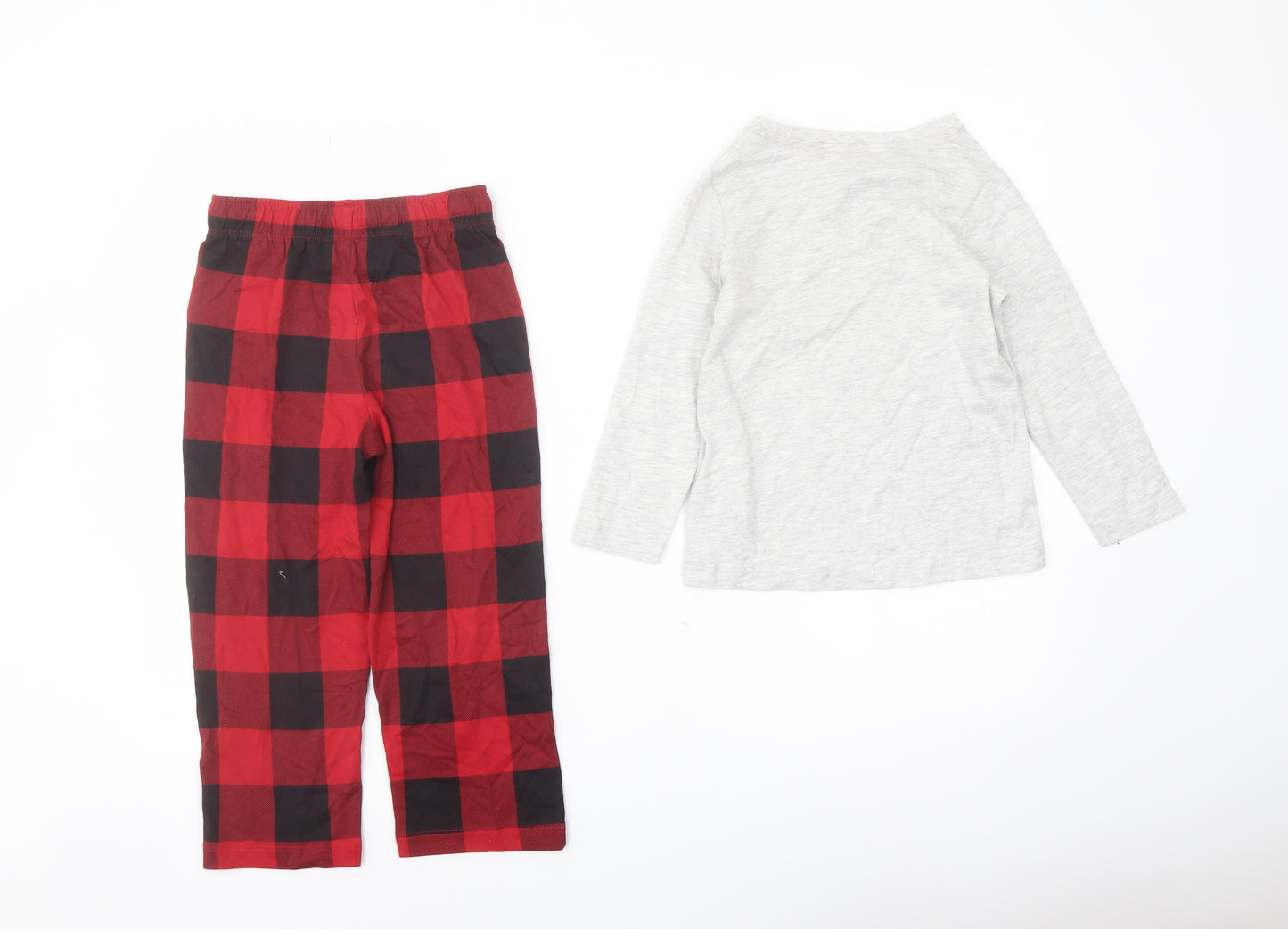 Marks and Spencer Boys Red Check Cotton Pyjama Set Size 3-4 Years Pullover