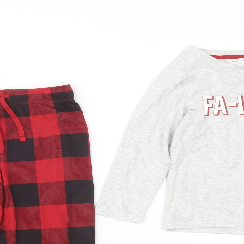 Marks and Spencer Boys Red Check Cotton Pyjama Set Size 3-4 Years Pullover