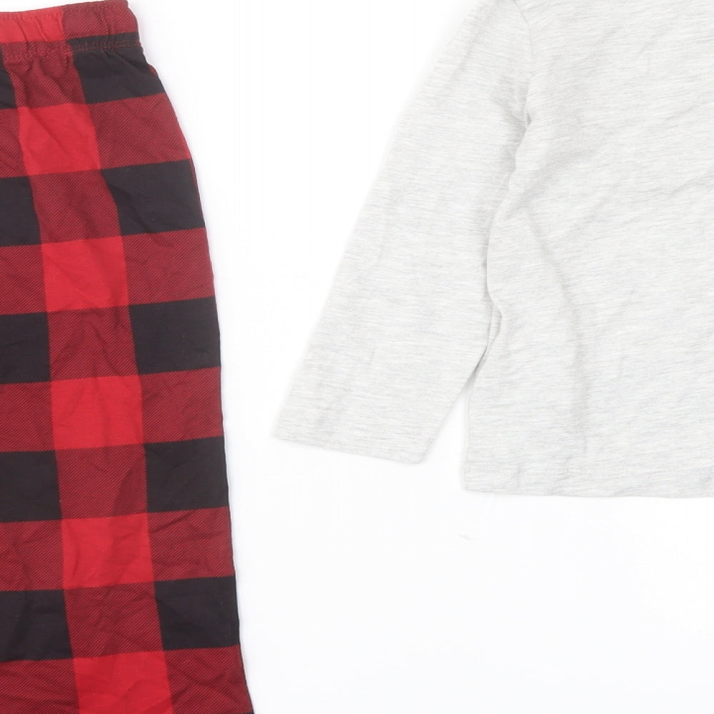 Marks and Spencer Boys Red Check Cotton Pyjama Set Size 3-4 Years Pullover