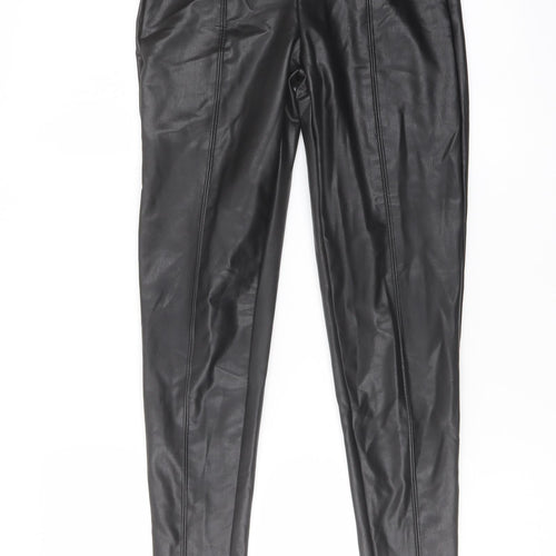 Marks and Spencer Womens Black Polyester Trousers Size 8 L27 in Regular