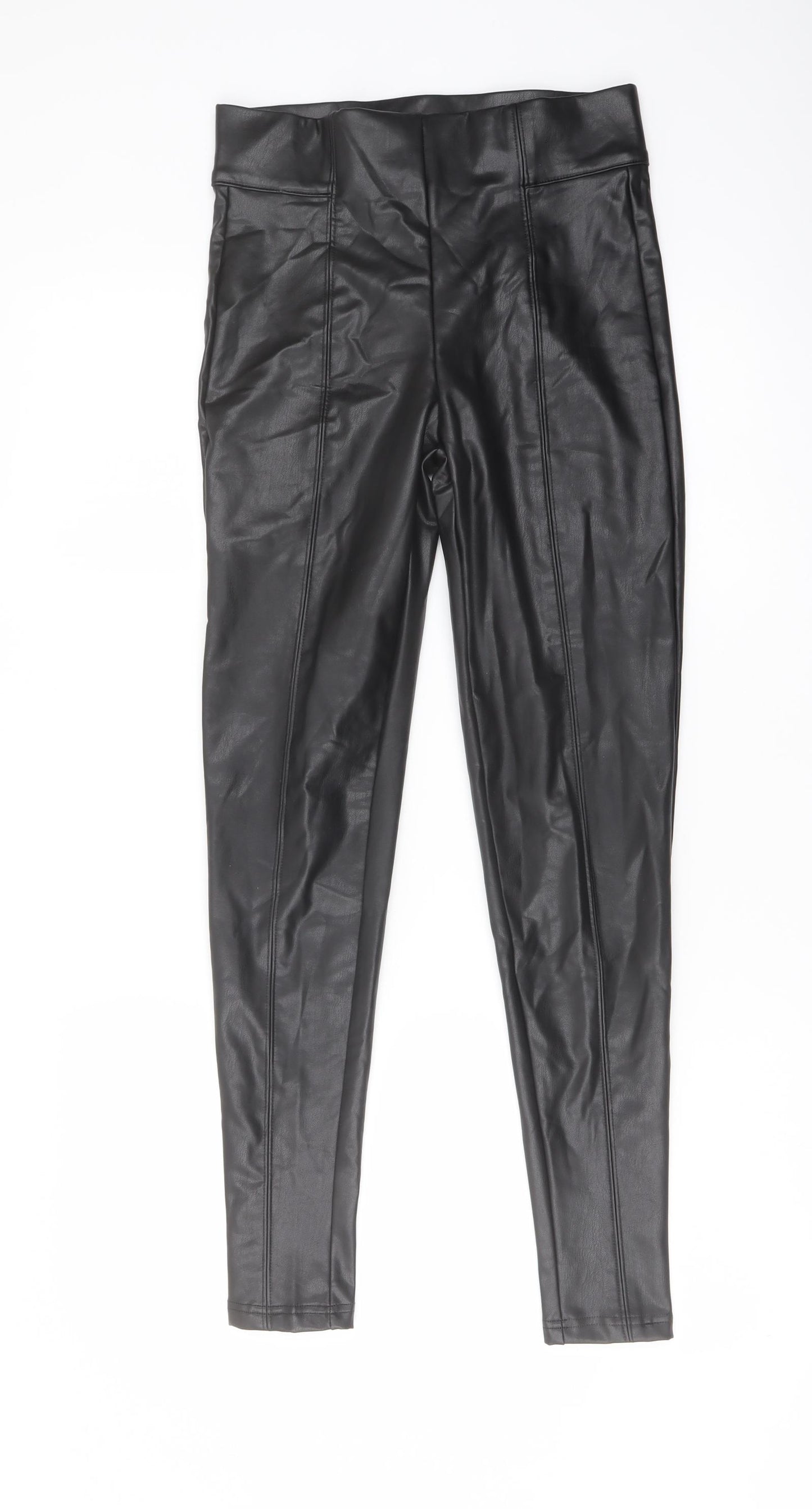 Marks and Spencer Womens Black Polyester Trousers Size 8 L27 in Regular