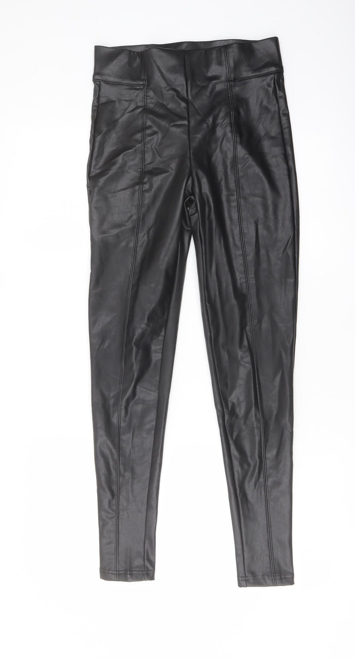 Marks and Spencer Womens Black Polyester Trousers Size 8 L27 in Regular