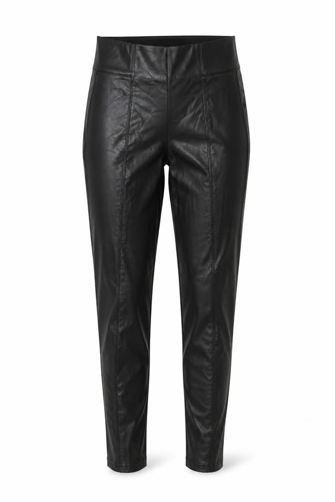 Front view of Marks & Spencer women’s black polyester trousers, size UK 8, 27-inch leg regular