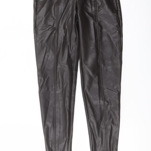 Marks and Spencer Womens Brown Polyester Trousers Size 6 L25 in Regular