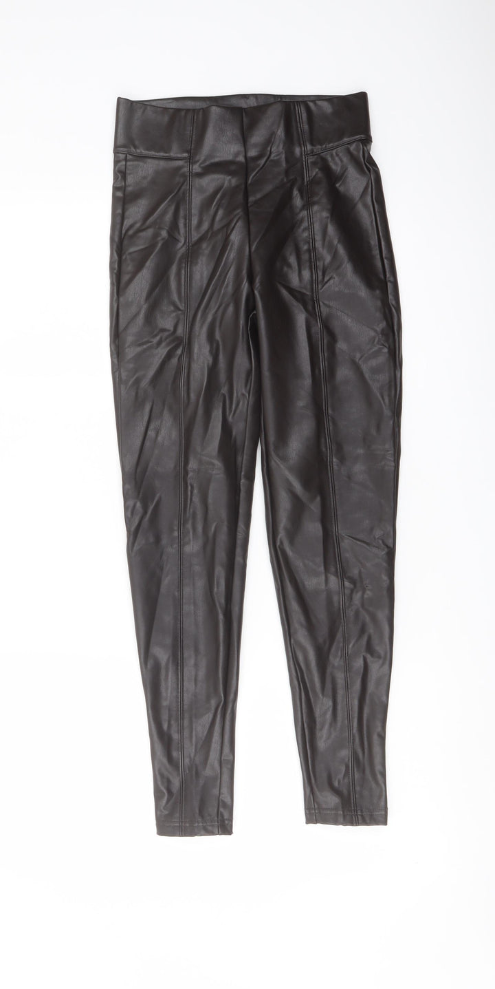 Marks and Spencer Womens Brown Polyester Trousers Size 6 L25 in Regular
