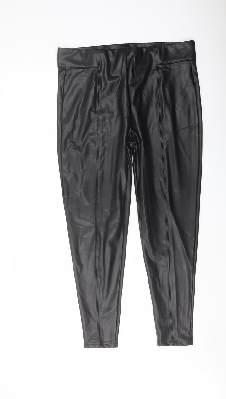 Marks and Spencer Womens Black Polyester Trousers Size 18 L27 in Regular