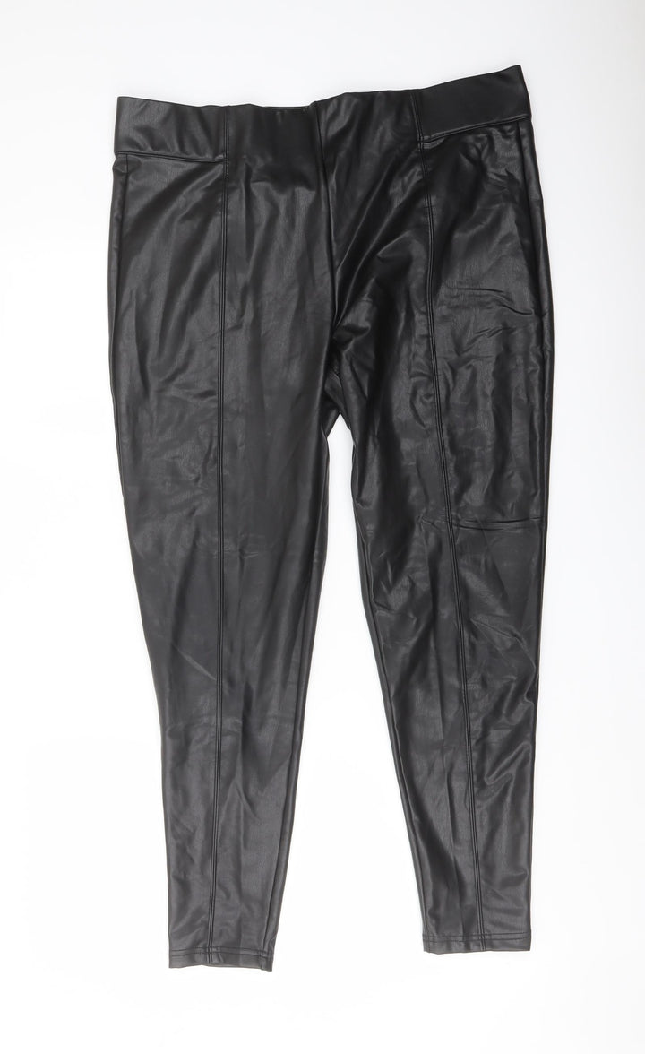 Marks and Spencer Womens Black Polyester Trousers Size 18 L27 in Regular